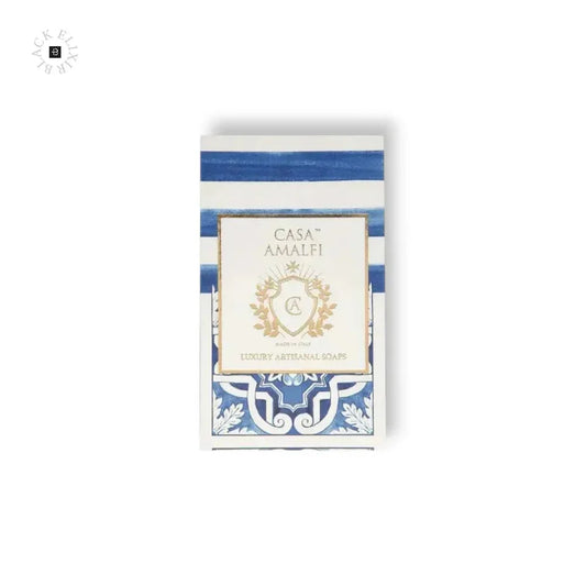 Luxus Seife in rechteckiger Verpackung mit blau-weißem Muster und goldenen Details