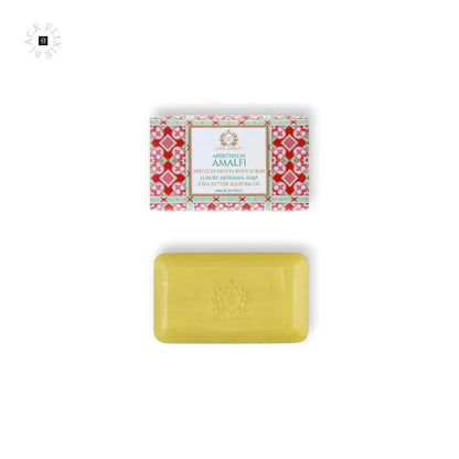 Gelbes Luxus-Seifenstück mit dekorativer Verpackung, Körperpflege, Unisex Duft