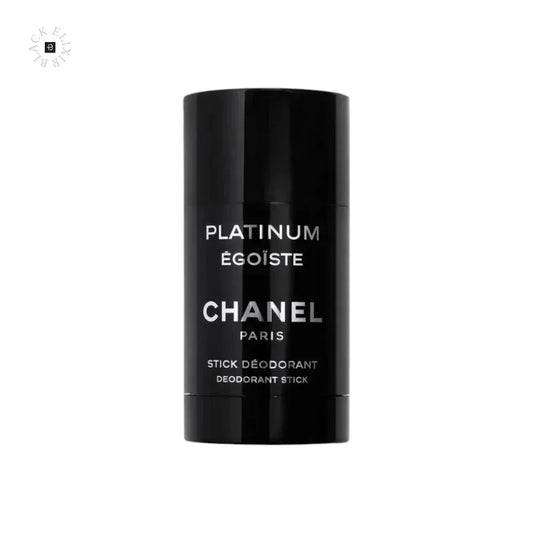 Schwarzer Deostick Chanel Platinum Égoïste, luxuriöser Männerduft auf weißem Hintergrund