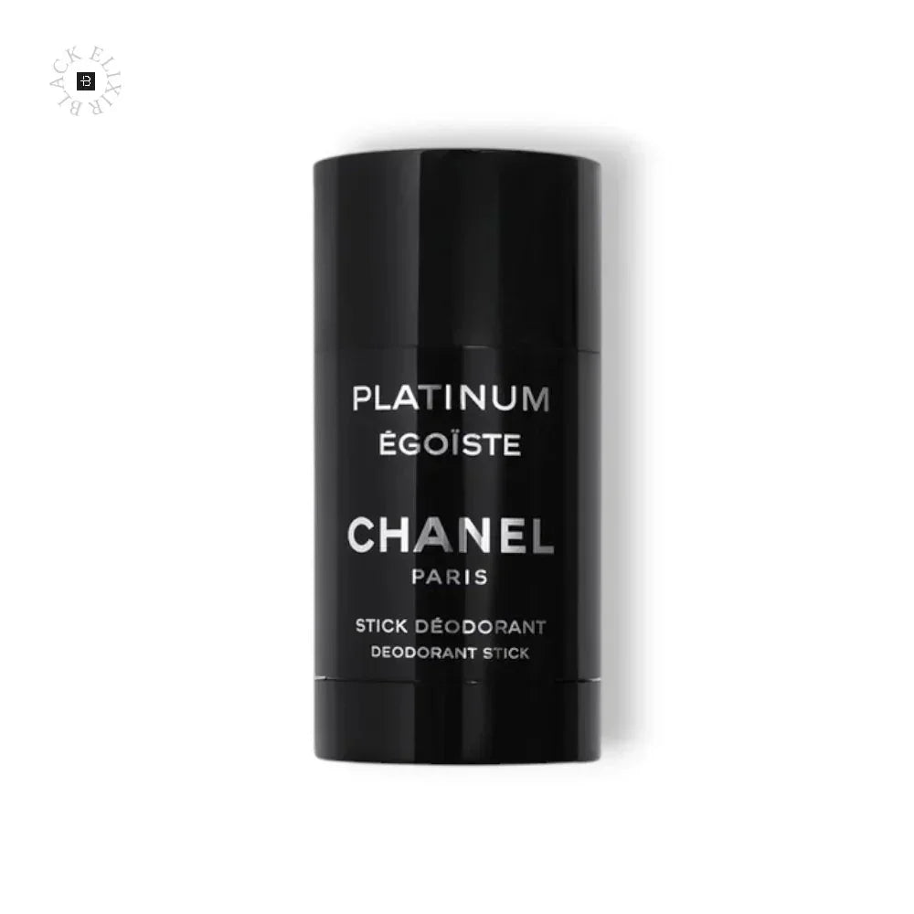 Schwarzer Deodorant Stick mit weißer Schrift auf weißem Hintergrund, Produktfoto