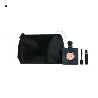 Luxus Parfum Set mit schwarzem Kosmetiktasche, Parfumflakon und Mascara, Damen