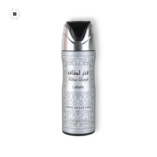 Latafa Pride of Latafa Deospray 200ml silber mit orientalischem Muster auf weißem Hintergrund