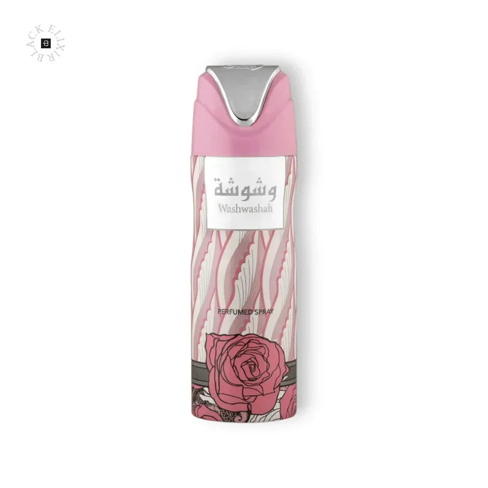 Rosa Parfümspray-Dose mit Rosenmotiv und Aufschrift Washwashah, Duftspray für Damen