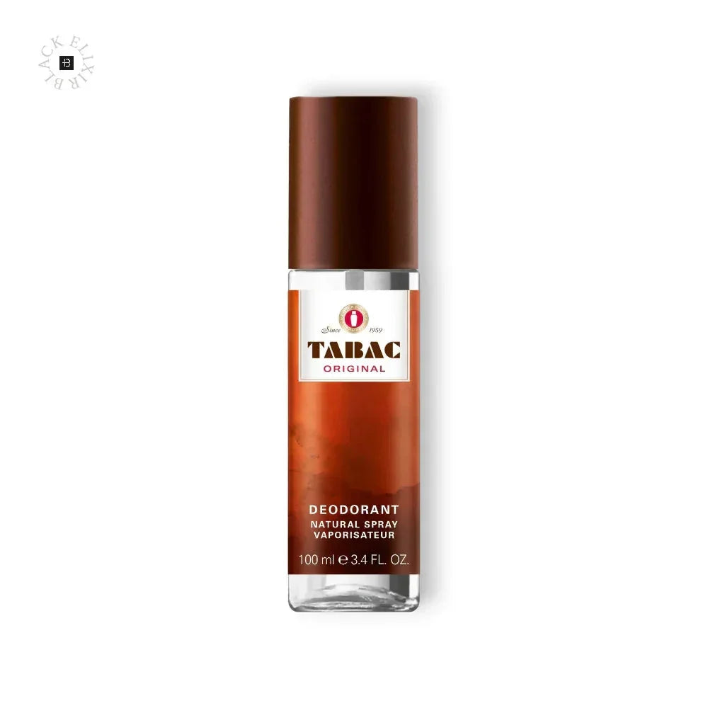 Tabac Original Deodorant Natural Spray 100ml Flakon mit braunem Deckel auf weißem Hintergrund