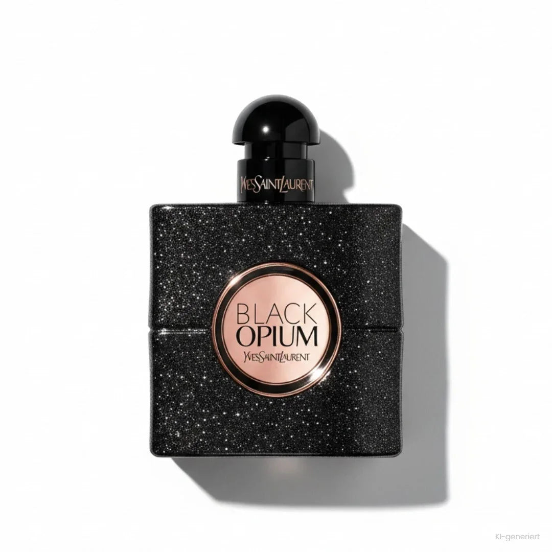 Yves Saint Laurent Black Opium Eau de Parfum Flakon mit glitzerndem schwarzen Design